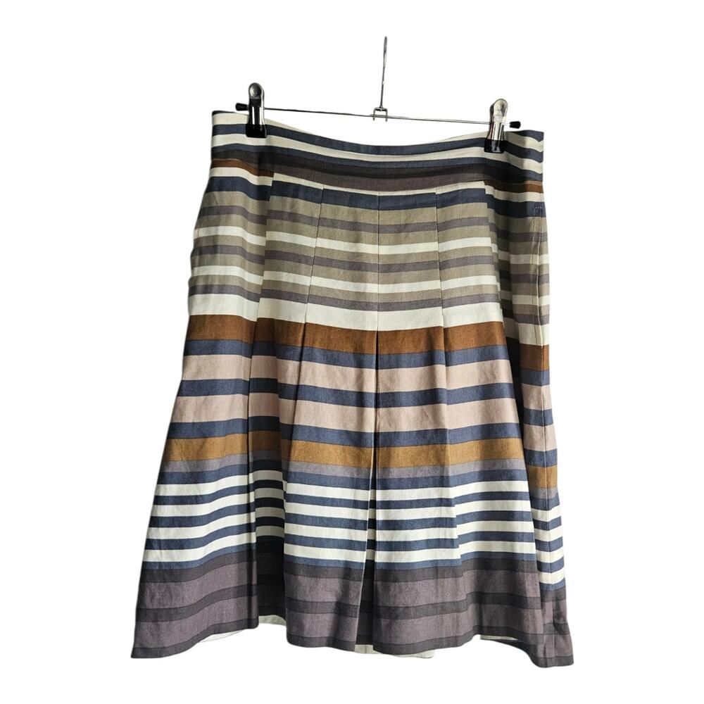 Banana Republic Women Size 10 Striped Linen Blend A-Line Short Skirt Pockets